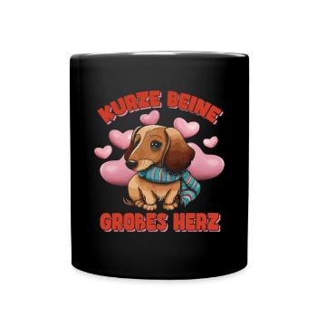Kurze Beine Großes Herz Dachshund Rauhaardackel - Tasse einfarbig - Schwarz - Vorne