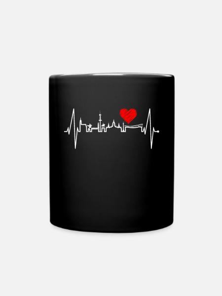 Hannover Skyline Herzschlag Fan Liebe Hannöversch - Tasse einfarbig - Schwarz
