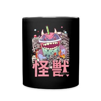 Kaiju Bubble Tea Japanese Anime Monster Boba - Full Colour Mug - black - Front