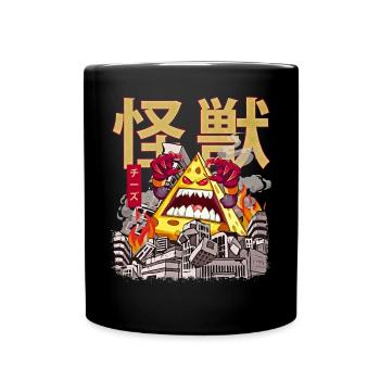 Kaiju-Käse Japanisches Anime-Monster Cheddar - Tasse einfarbig - Schwarz - Vorne