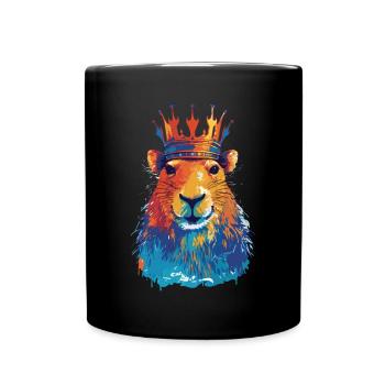 Capybara avec capybara couronne - Mug uni - noir - Devant