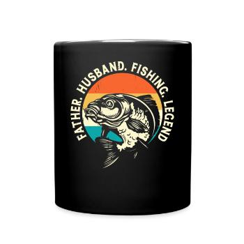 Angler Papa - Tasse einfarbig - Schwarz - Vorne