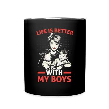 Boy Mom Best Mommy Ever Motherhood Fête des mères - Mug uni - noir - Devant