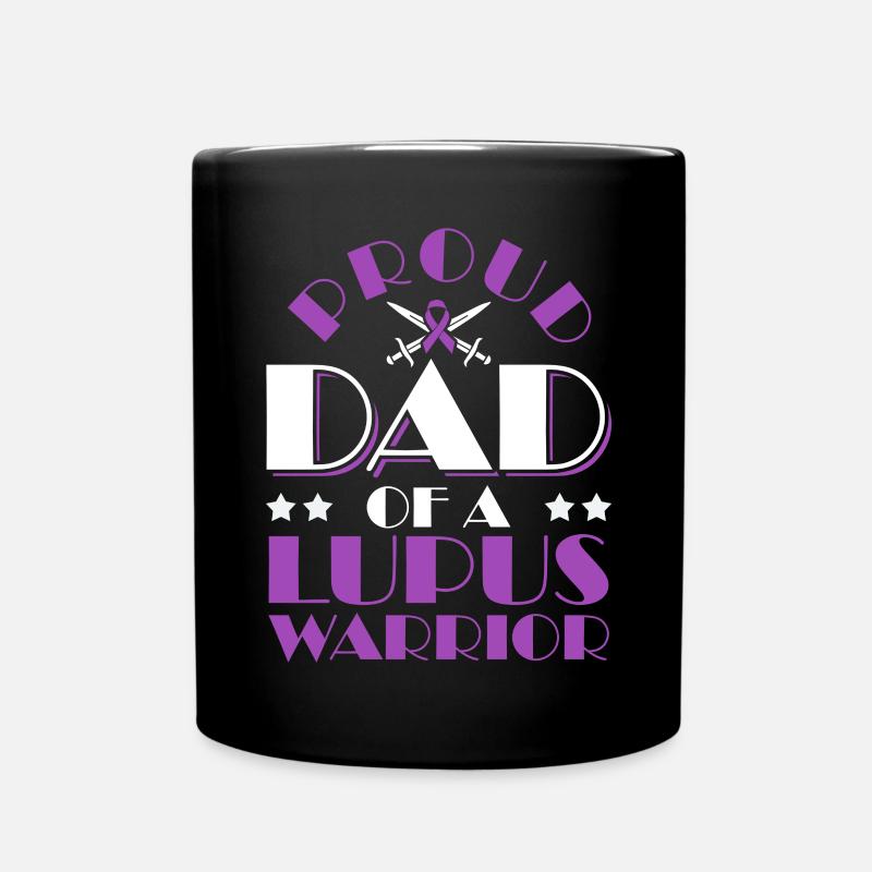 Fier père d’un guerrier du lupus Ruban violet - Mug uni - noir
