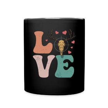 Hirschjagd Jäger Buck LOVE - Tasse einfarbig - Schwarz - Vorne
