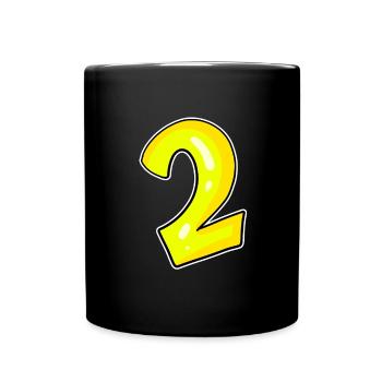 2 - Number - Number Two Yellow - Full Colour Mug - black - Front