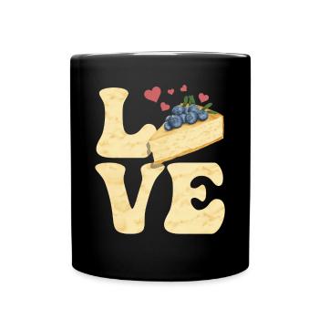 Dessert Blaubeer-Käsekuchen LOVE - Tasse einfarbig - Schwarz - Vorne