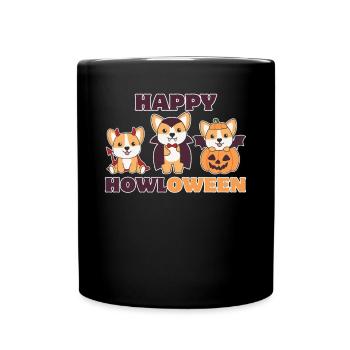 Corgi Happy Howloween Pumpkin Vampire Costume - Full Colour Mug - black - Front