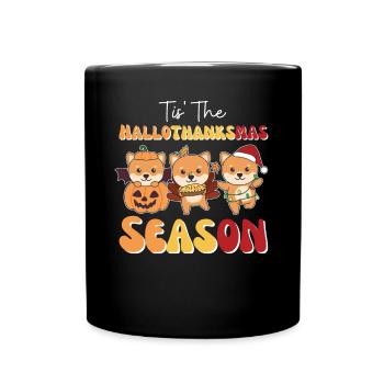 Tis' the Hallothanksmas Saison Shiba Inu - Mug uni - noir - Devant