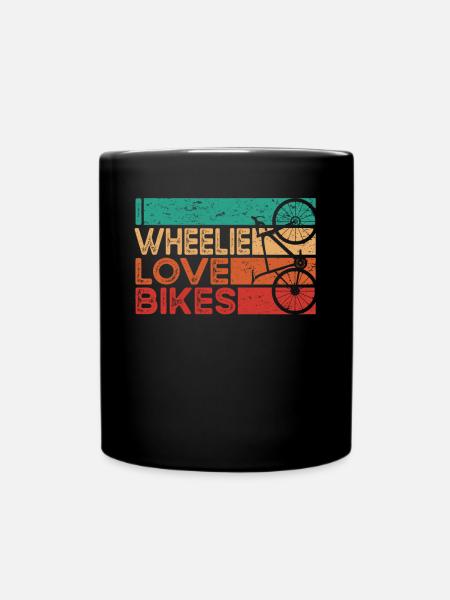 Mountainbiker Wheelie Love Bikes - Tasse einfarbig - Schwarz
