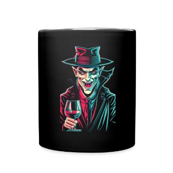 Vampir mit Rotwein Halloween Kostüm - Tasse einfarbig - Schwarz - Vorne