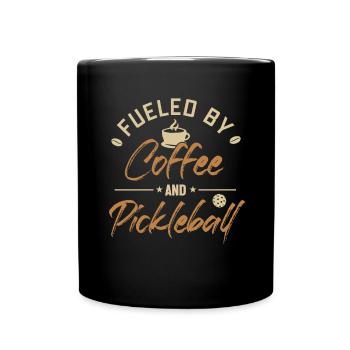 Alimenté par le café et le pickleball Pickleballfan - Mug uni - noir - Devant