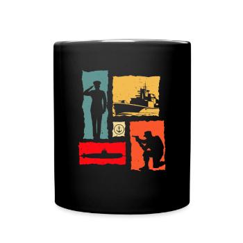 Soldier Retro Sailor Military Submarine - Tasse einfarbig - Schwarz - Vorne