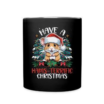 Hamster Grandiose Weihnachten - Tasse einfarbig - Schwarz - Vorne