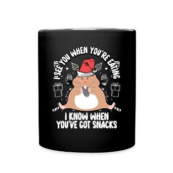 Ich Weiß, Wann Du Snacks Hast - Tasse einfarbig - Schwarz - Vorne