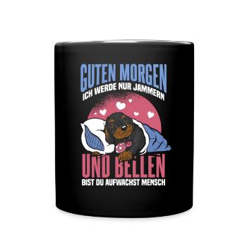 Lustiger Dackel Dachshund Rauhaardackel Hund - Tasse einfarbig - Schwarz - Vorne