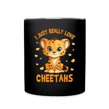 Ich liebe Geparden einfach - Tasse einfarbig - Schwarz - Vorne