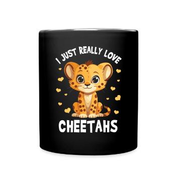 Ich liebe Geparden einfach - Tasse einfarbig - Schwarz - Vorne