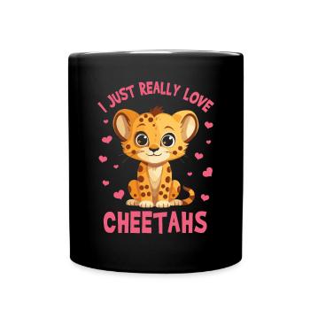Girl Cheetah Leopard Africa Safari Wildlife - Full Colour Mug - black - Front