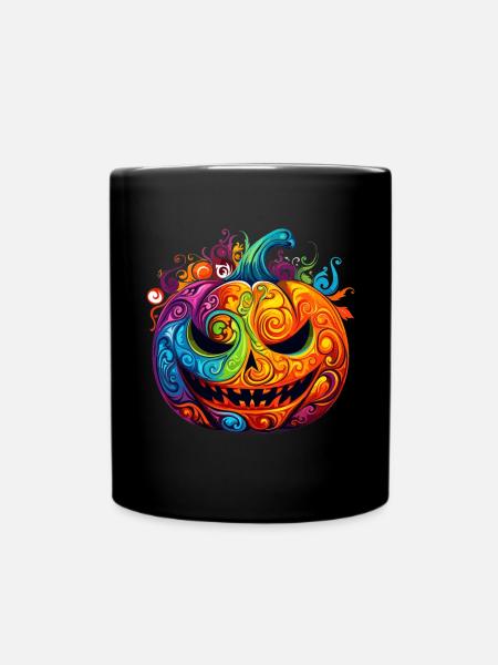 Halloween Pumpkin Rainbow LBGTQ - Full Colour Mug - black