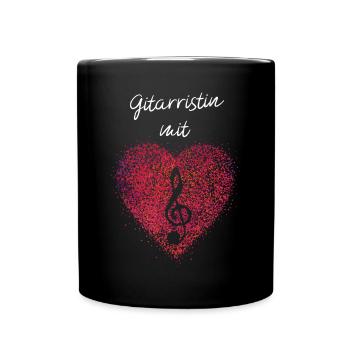Gitarristin mit Herz Gitarre Musik Notenschlüssel - Tasse einfarbig - Schwarz - Vorne