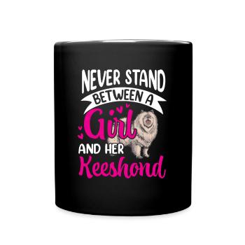 Girl and her Wolfsspitz German Spitz - Full Colour Mug - black - Front