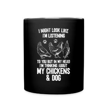 Chicken Dogs Farmer Farmer Dog Agriculture - Full Colour Mug - black - Front