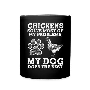 Chicken Dogs Farmer Farmer Dog Agriculture - Full Colour Mug - black - Front