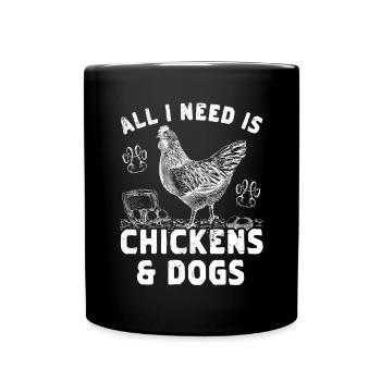 Chicken Dogs Farmer Farmer Dog Agriculture - Full Colour Mug - black - Front