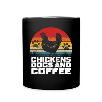 Chicken Dogs Farmer Farmer Dog Agriculture - Full Colour Mug - black - Front