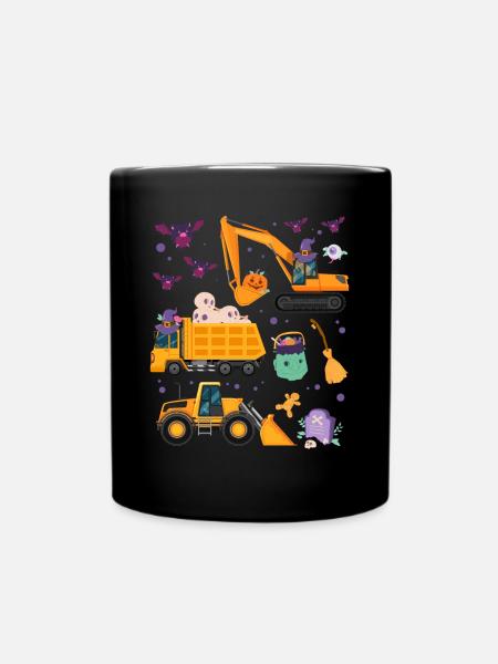 Gruseliger Halloween-Bagger mit Hexenhut - Tasse einfarbig - Schwarz