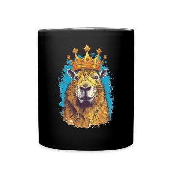 Capybara avec capybara couronne - Mug uni - noir - Devant