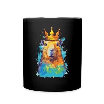 Capybara avec capybara couronne - Mug uni - noir - Devant