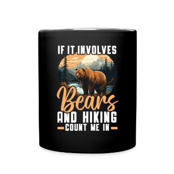 Bear Hiking Mountain Climbing Hiker Bear Lover - Full Colour Mug - black - Front