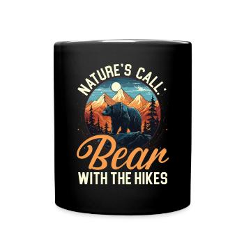 Bear Hiking Mountain Climbing Hiker Bear Lover - Full Colour Mug - black - Front