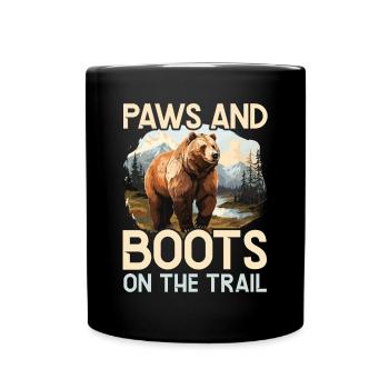 Bear Hiking Mountain Climbing Hiker Bear Lover - Full Colour Mug - black - Front