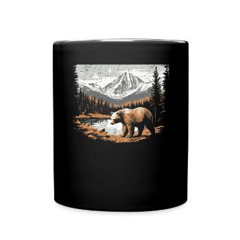 Bär Wandern Bergsteigen Wanderer Bärenliebhaber - Tasse einfarbig - Schwarz - Vorne