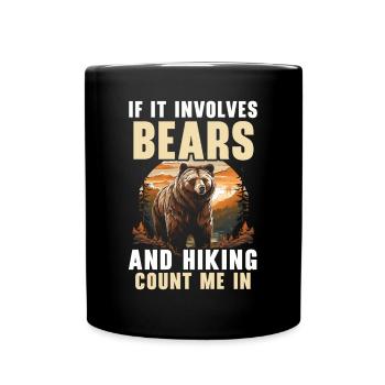 Bear Hiking Mountain Climbing Hiker Bear Lover - Full Colour Mug - black - Front