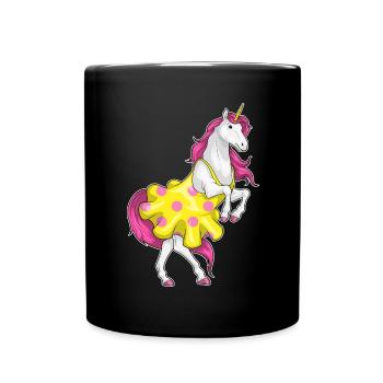 Einhorn Polka Dots Kleid - Tasse einfarbig - Schwarz - Vorne