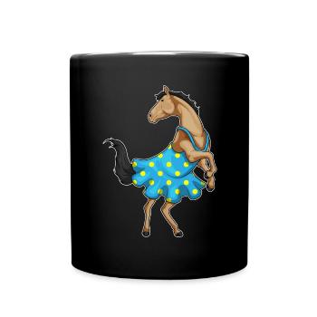 Pferd Polka Dots Kleid - Tasse einfarbig - Schwarz - Vorne