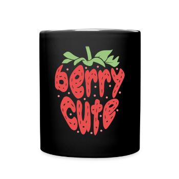 Frucht Fruitarian Erdbeere Beere - Tasse einfarbig - Schwarz - Vorne