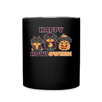 Rottweiler Happy Howloween Pumpkin Vampire Costume - Full Colour Mug - black - Front