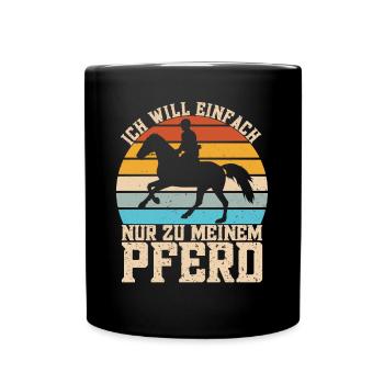 Reitsport Pferde Reitsport Pferdeliebhaber - Tasse einfarbig - Schwarz - Vorne