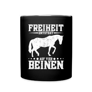 Reiten Mädchen Pferde Pferdestall Pferdeliebhaber - Tasse einfarbig - Schwarz - Vorne