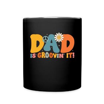 Retro Groovy Daddy Matching Family Birthday Party - Tasse einfarbig - Schwarz - Vorne