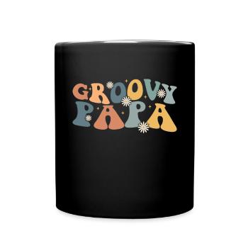 Retro Groovy Daddy Matching Family Birthday Party - Tasse einfarbig - Schwarz - Vorne
