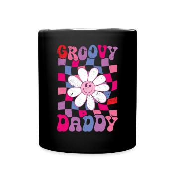 Retro Groovy Daddy Matching Family Birthday Party - Tasse einfarbig - Schwarz - Vorne