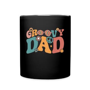 Retro Groovy Daddy Matching Family Birthday Party - Tasse einfarbig - Schwarz - Vorne