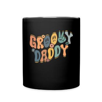 Retro Groovy Daddy Matching Family Birthday Party - Tasse einfarbig - Schwarz - Vorne