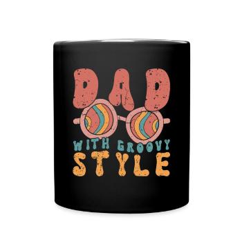 Retro Groovy Daddy Matching Family Birthday Party - Tasse einfarbig - Schwarz - Vorne